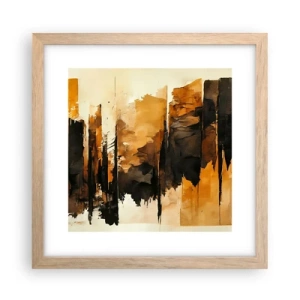 Affiche dans un chêne clair - Poster - Harmonie de noir et d'or - 30x30 cm