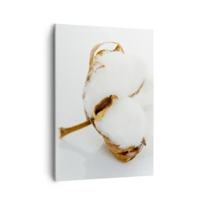Impression sur toile - Image sur toile - Une branche de coton sur un fond clair dans une approche minimaliste - 50x70cm - Doux par nature - Décoration murale moderne pour le salon et la chambre ARTTOR
