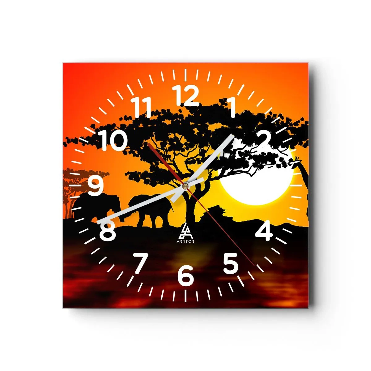 Horloge murale - Pendule murale - Rencontre dans la savane - 40x40 cm