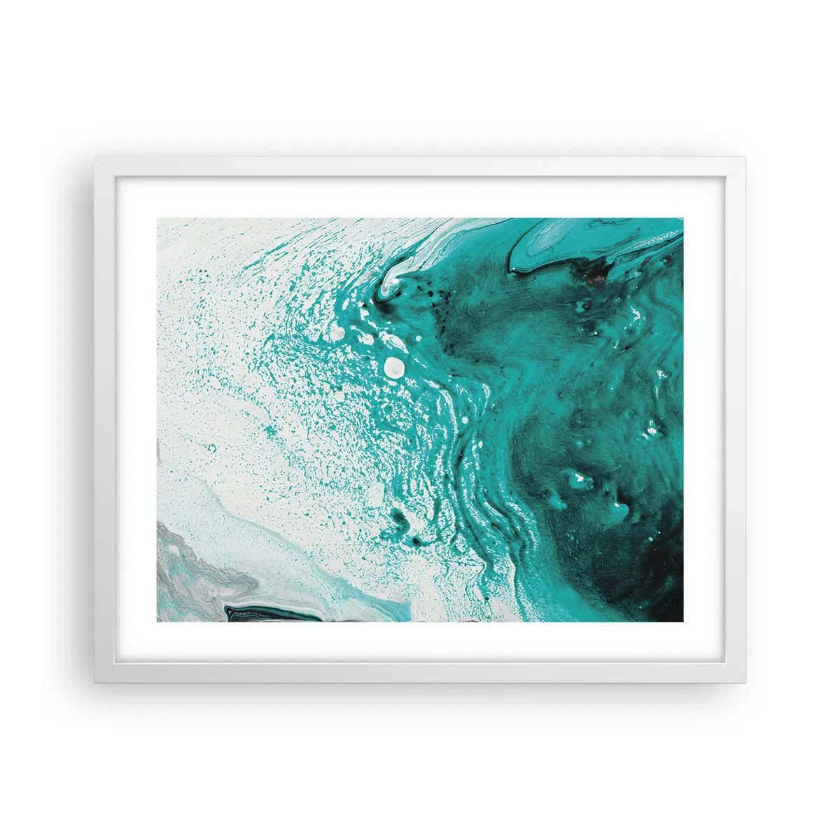 Affiche dans un cadre blanc - Poster - Se fondre dans le bleu et le turquoise - 50x40 cm