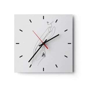 Horloge murale - Pendule murale - Une ligne minimaliste montrant une silhouette sur un fond clair - 30x30cm - Juste une promesse - Décoration murale moderne pour le salon et la chambre ARTTOR