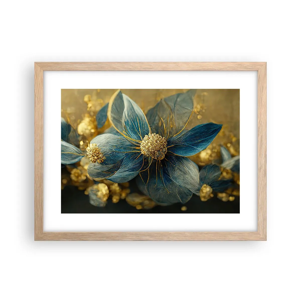 Affiche dans un chêne clair - Poster - Fleurir avec de l'or - 40x30 cm