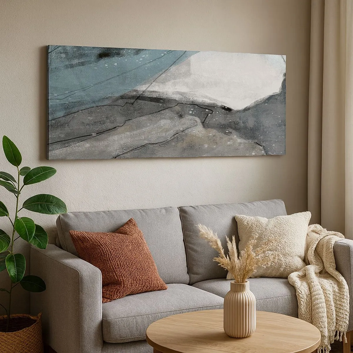 Impression sur toile - Image sur toile - Résumé : roches et glace - 100x40 cm