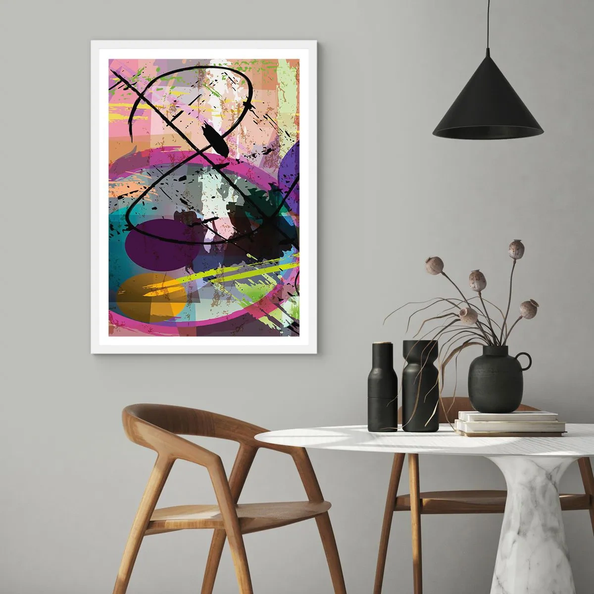 Affiche dans un cadre blanc - Poster - Vous pouvez aller tout droit ou autour - 40x50 cm