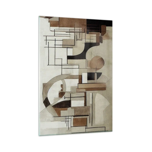 Impression sur verre - Image sur verre - Abstraction architecturale en beige et marron - 80x120cm - Paysage urbain 2.0 - Décoration murale moderne pour le salon et la chambre ARTTOR