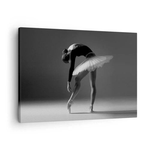 Impression sur toile - Image sur toile - Une ballerine dans une pose élégante sur un fond noir et blanc - 70x50cm - Belle ballerine - Décoration murale moderne pour le salon et la chambre ARTTOR