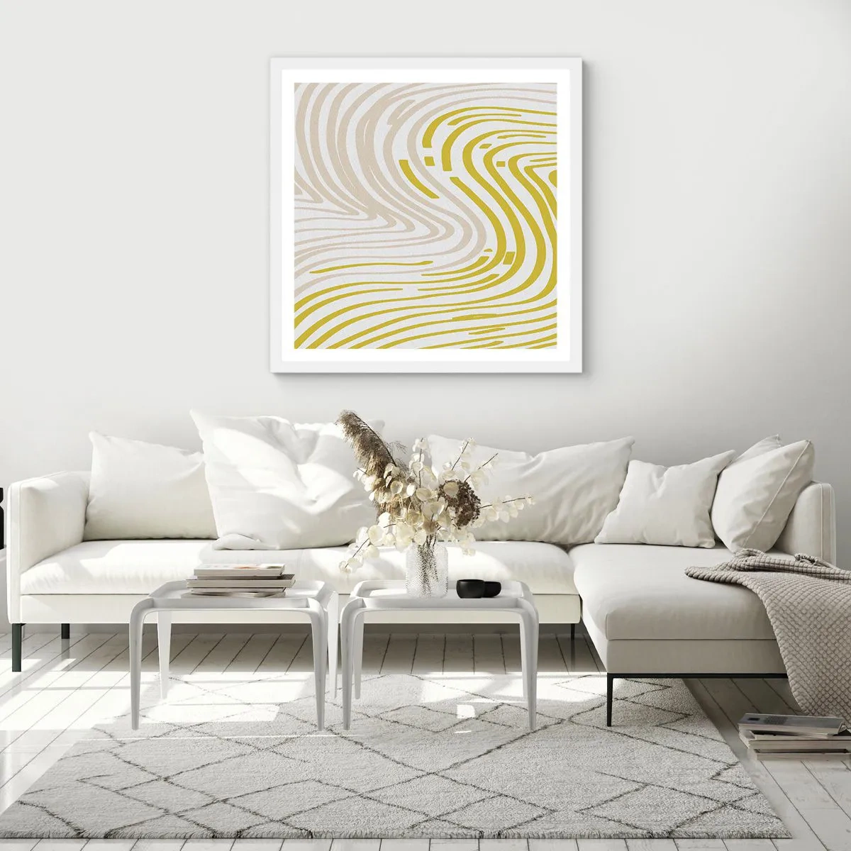 Affiche dans un cadre blanc - Poster - Une composition au léger virage - 40x40 cm