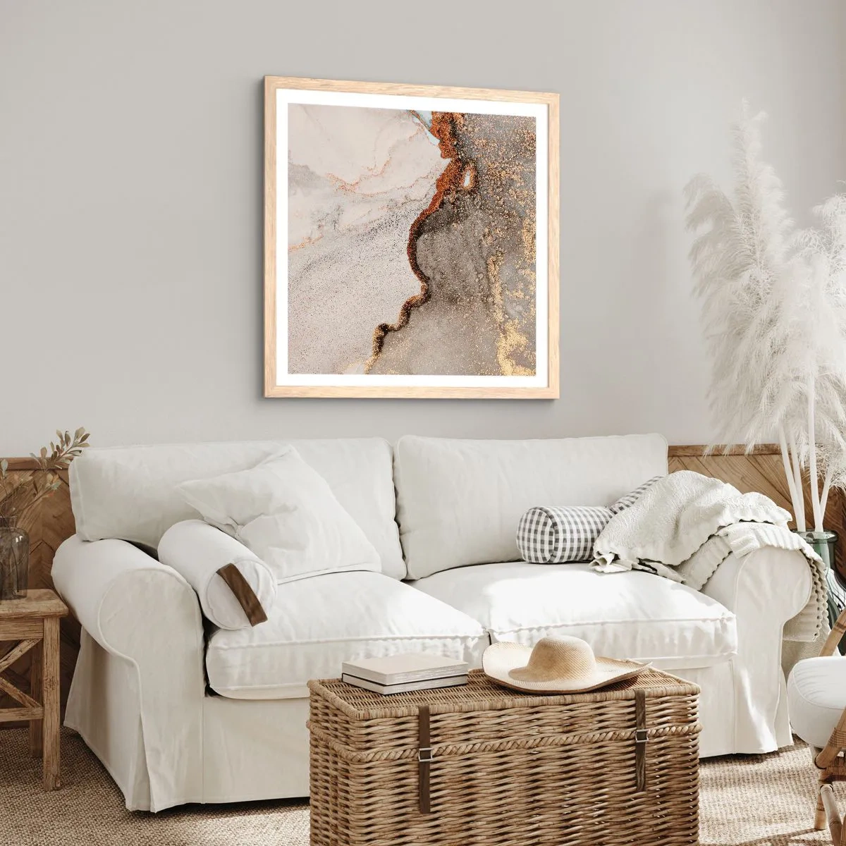 Affiche dans un chêne clair - Poster - Aux frontières des couleurs - 40x40 cm