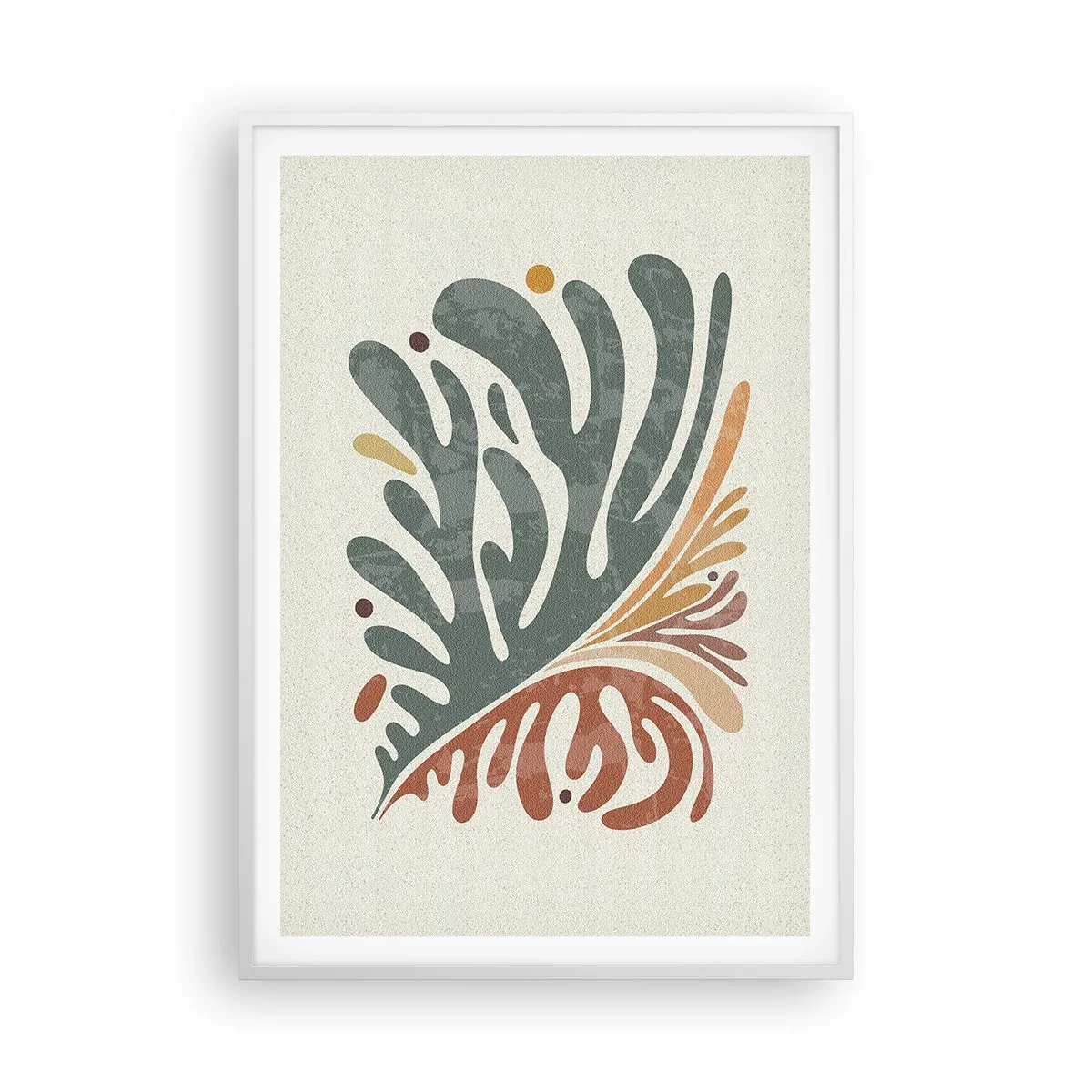 Affiche dans un cadre blanc - Poster - Feuille multicolore - 70x100 cm