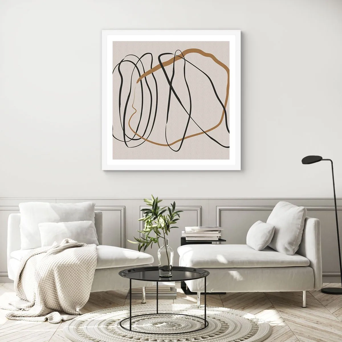 Affiche dans un cadre blanc - Poster - Composition – danse en boucle - 50x50 cm