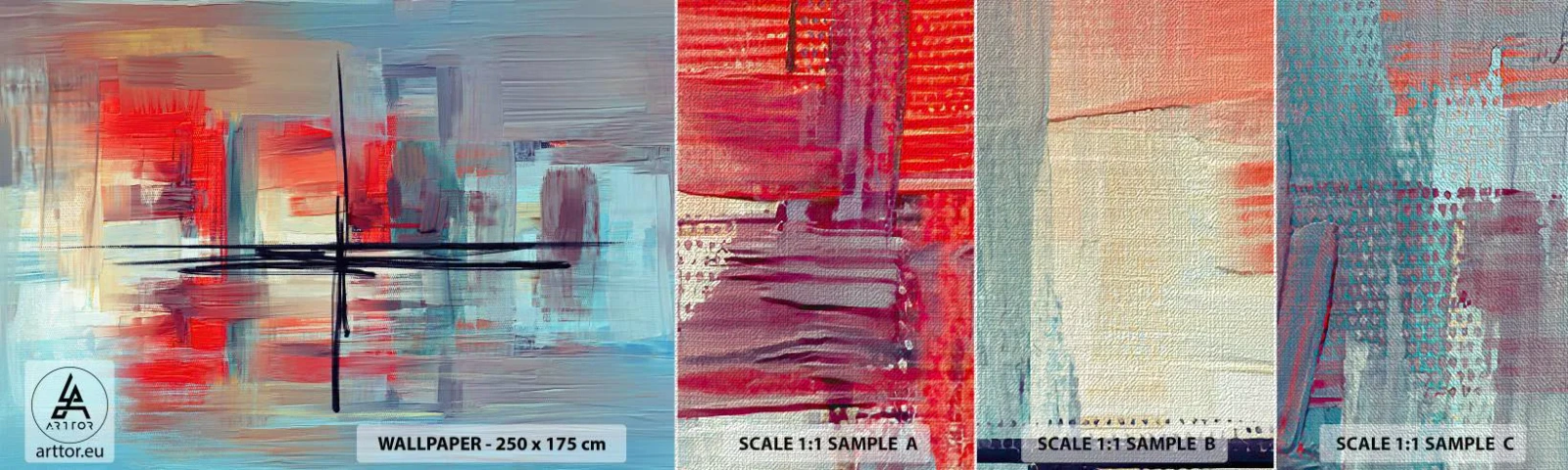 Échantillon de Papier Peint Premium Canvas - Un paysage dans une dimension inconnue - Abstraction, Morceau, Moderne - 100x30 cm