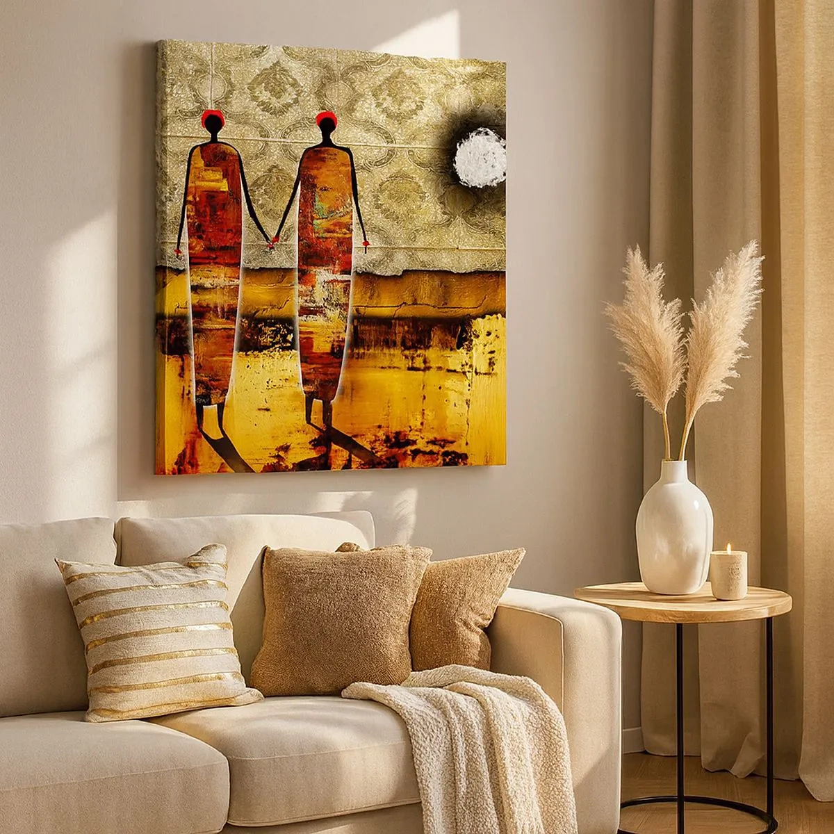 Impression sur toile - Image sur toile - Composition ethnique aux couleurs de l'Afrique - 30x30 cm