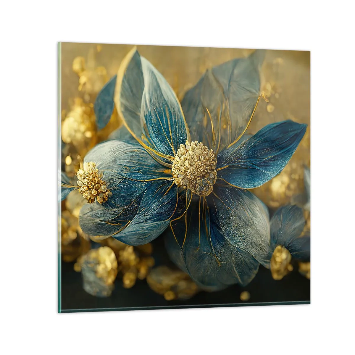 Impression sur verre - Image sur verre - Fleurir avec de l'or - 50x50 cm
