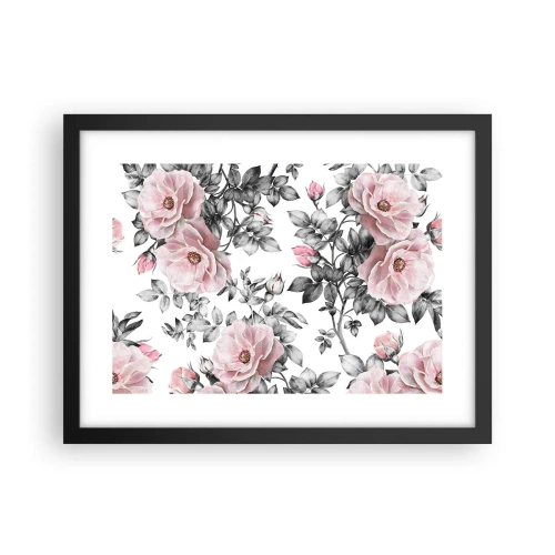 Affiche dans un cadre noir - Poster - Se perdre dans les fleurs des roses - 40x30 cm