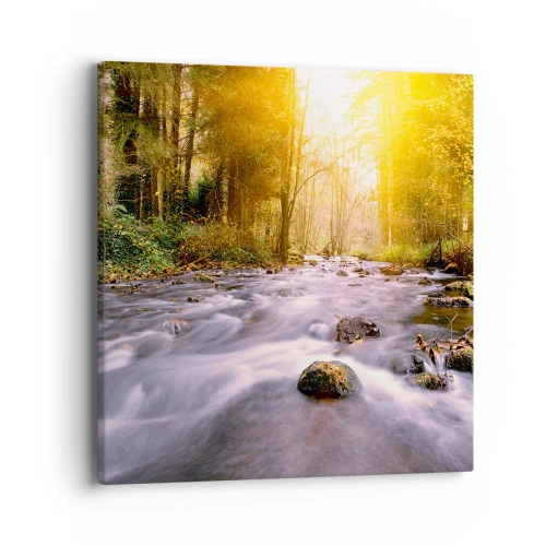 Impression sur toile - Image sur toile - Malachite dans un cadre argent et or - 40x40 cm