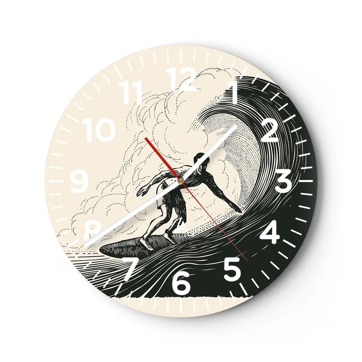 Horloge murale - Pendule murale - Le roi de la vague - 30x30 cm