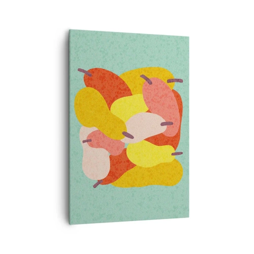 Impression sur toile - Image sur toile - Poires abstraites colorées sur fond vert - 70x100cm - Essayez le soleil d'été - Décoration murale moderne pour le salon et la chambre ARTTOR