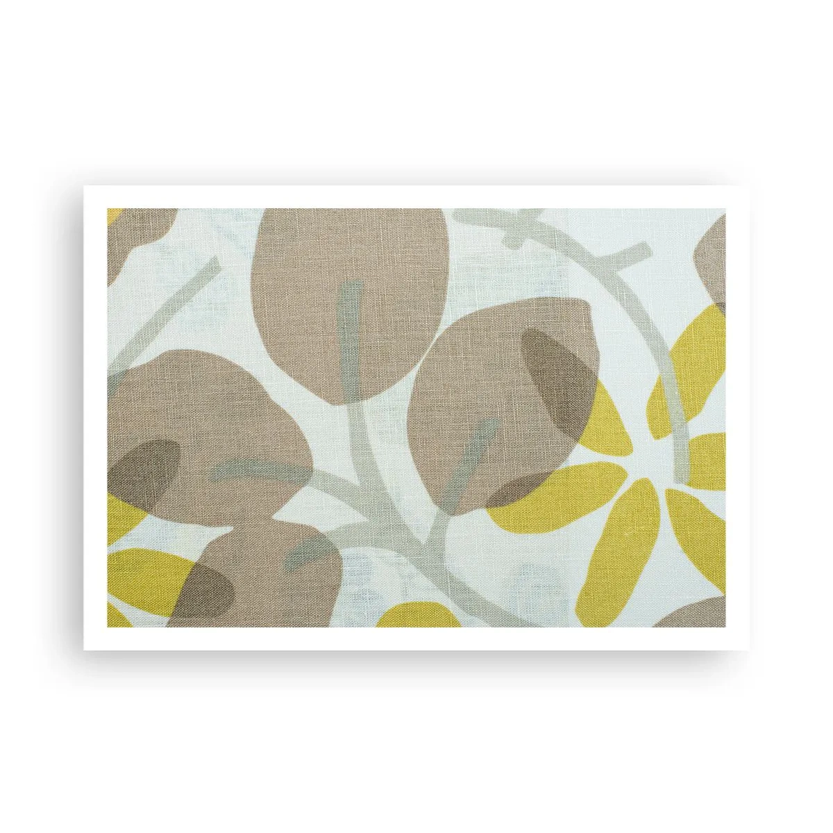 Affiche - Poster - Feuilles abstraites dans les tons beige et jaune - 100x70cm - Composition en plein soleil - Décoration murale moderne pour le salon et la chambre ARTTOR