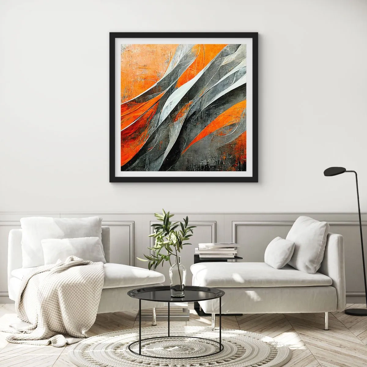 Affiche dans un cadre noir - Poster - Chaleur et froid - 60x60 cm