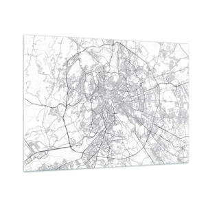 Impression sur verre - Image sur verre - Carte de Rome avec un tracé routier circulaire clair - 100x70cm - Cercle romain - Décoration murale moderne pour le salon et la chambre ARTTOR