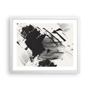 Affiche dans un cadre blanc - Poster - Abstraction – expression du noir - 50x40 cm