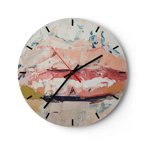 Horloge murale - Pendule murale - Texture abstraite de peintures dans les tons beige et rose - 30x30cm - Éveil la pensée - Décoration murale moderne pour le salon, la cuisine et la chambre ARTTOR