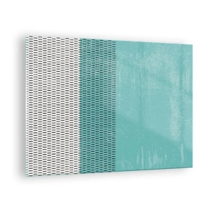 Impression sur verre - Image sur verre - Abstraction moderne aux couleurs turquoise et blanches - 70x50cm - Composition équilibrée - Décoration murale moderne pour le salon et la chambre ARTTOR