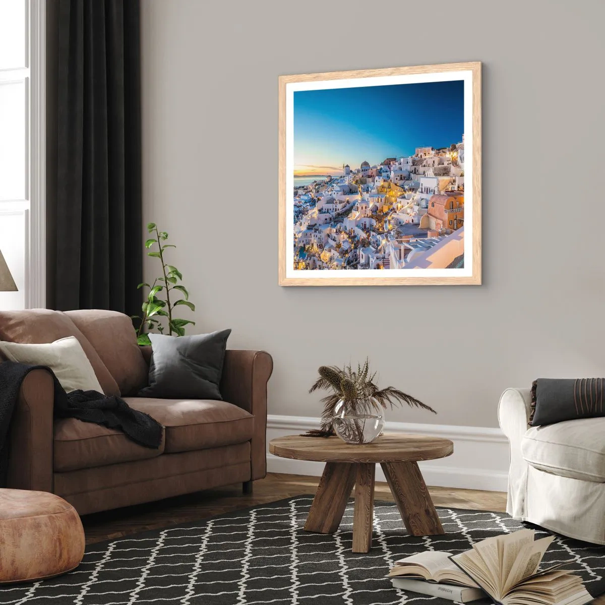 Affiche dans un chêne clair - Poster - L'essence de la grecque - 60x60 cm