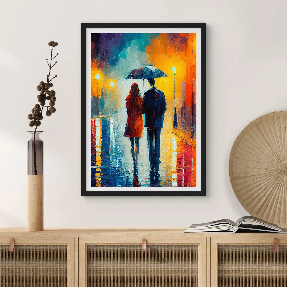 Affiche dans un cadre noir - Poster - Ensemble – une nuit colorée - 61x91 cm
