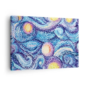 Impression sur toile - Image sur toile - Une interprétation artistique du ciel étoilé dans le style de Van Gogh - 70x50cm - D'après un tableau de van Gogh - Décoration murale moderne pour le salon et la chambre ARTTOR