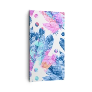 Impression sur toile - Image sur toile - Plumes en rose et bleu - 55x100 cm