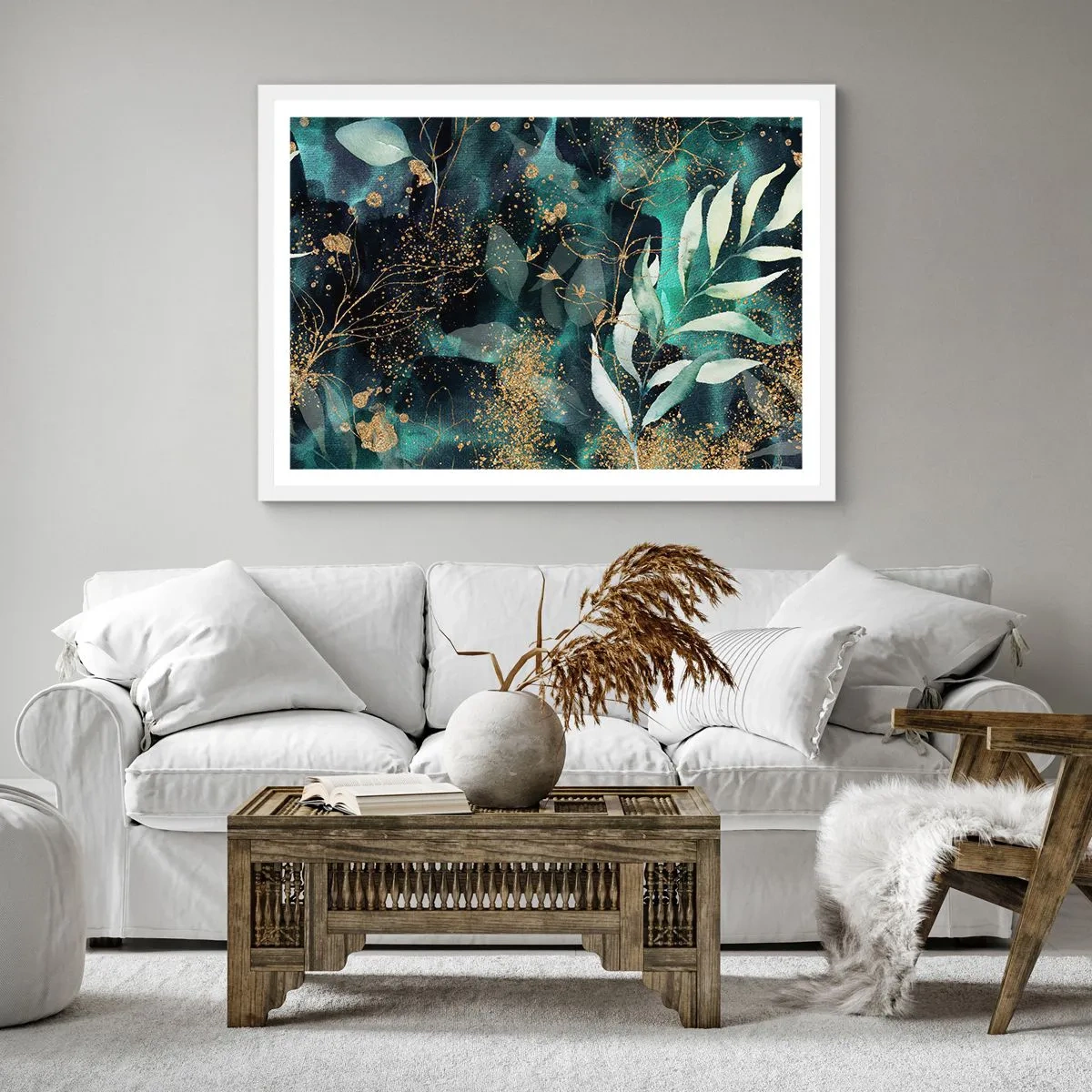 Affiche dans un cadre blanc - Poster - Jardin magique - 40x40 cm