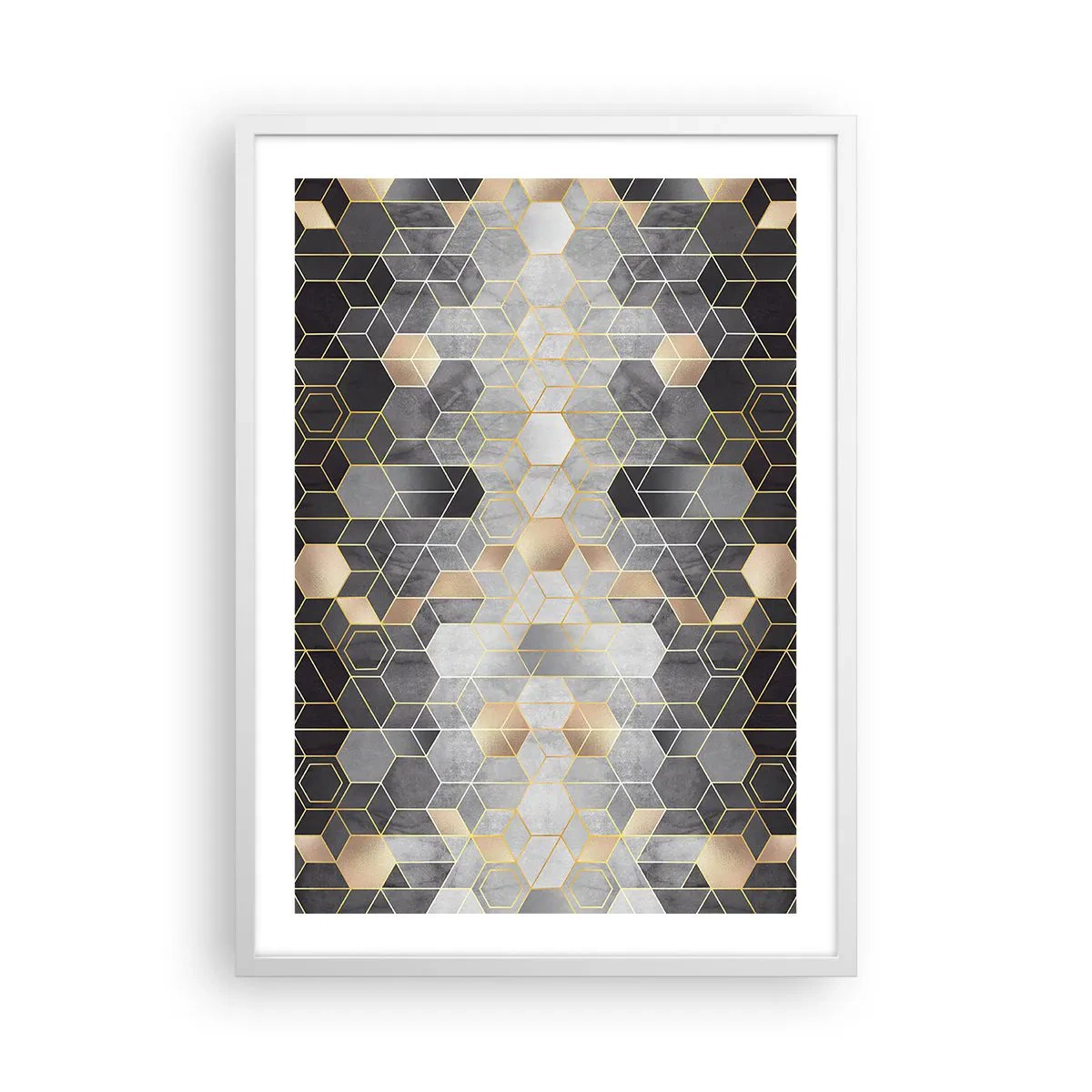 Affiche dans un cadre blanc - Poster - Composition de diamants - 50x70 cm