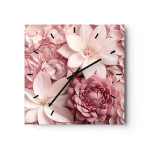Horloge murale - Pendule murale - Des fleurs aux tons roses et blancs dans une approche artistique - 30x30cm - Dans les pétales roses - Décoration murale moderne pour le salon et la chambre ARTTOR