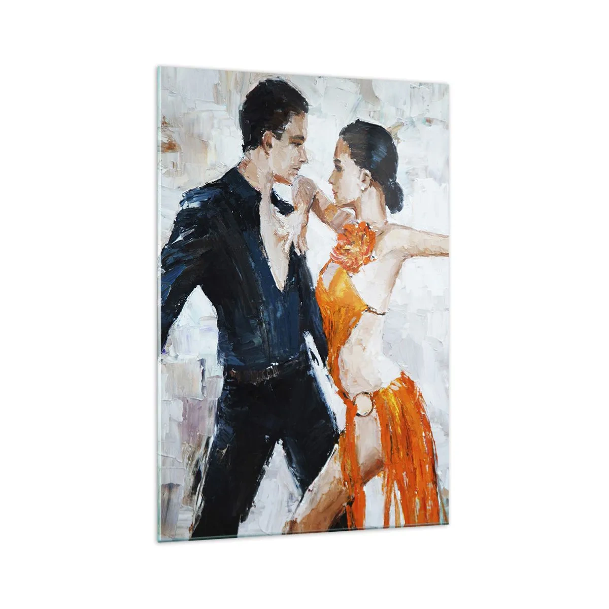 Impression sur verre - Image sur verre - Un couple dynamique dansant dans un style latino-américain. - 70x100cm - Dirty dancing - Décoration murale moderne pour le salon et la chambre ARTTOR