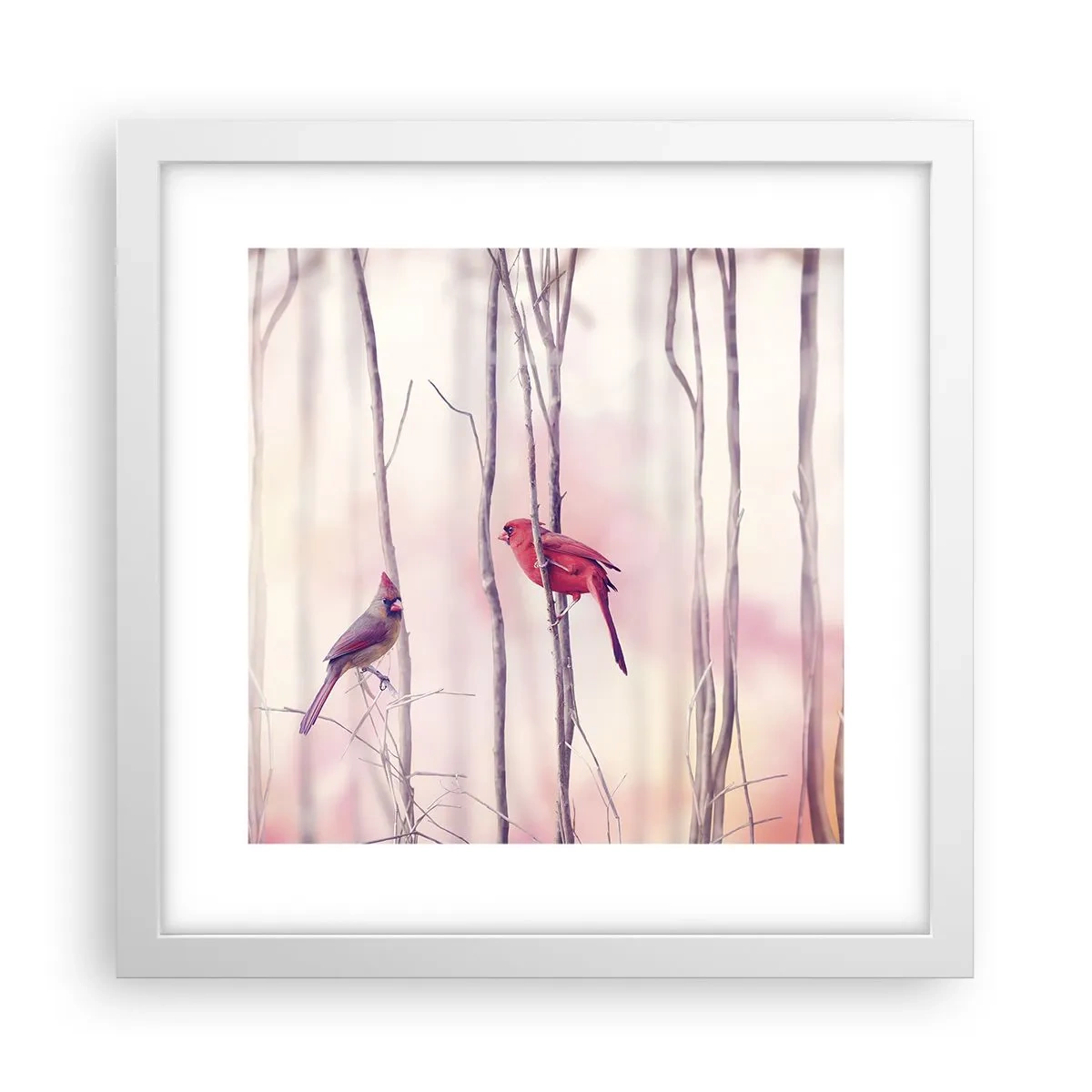 Affiche dans un cadre blanc - Poster - Conte de la forêt rose - 30x30 cm