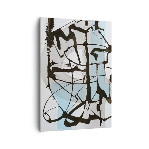 Impression sur toile - Image sur toile - Lignes et formes abstraites en bleu et noir - 50x70cm - Bleu malgré tout - Décoration murale moderne pour le salon et la chambre ARTTOR