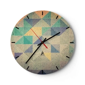 Horloge murale - Pendule murale - Motif géométrique aux couleurs pastel - 30x30cm - République des triangles - Décoration murale moderne pour le salon, la cuisine et la chambre ARTTOR