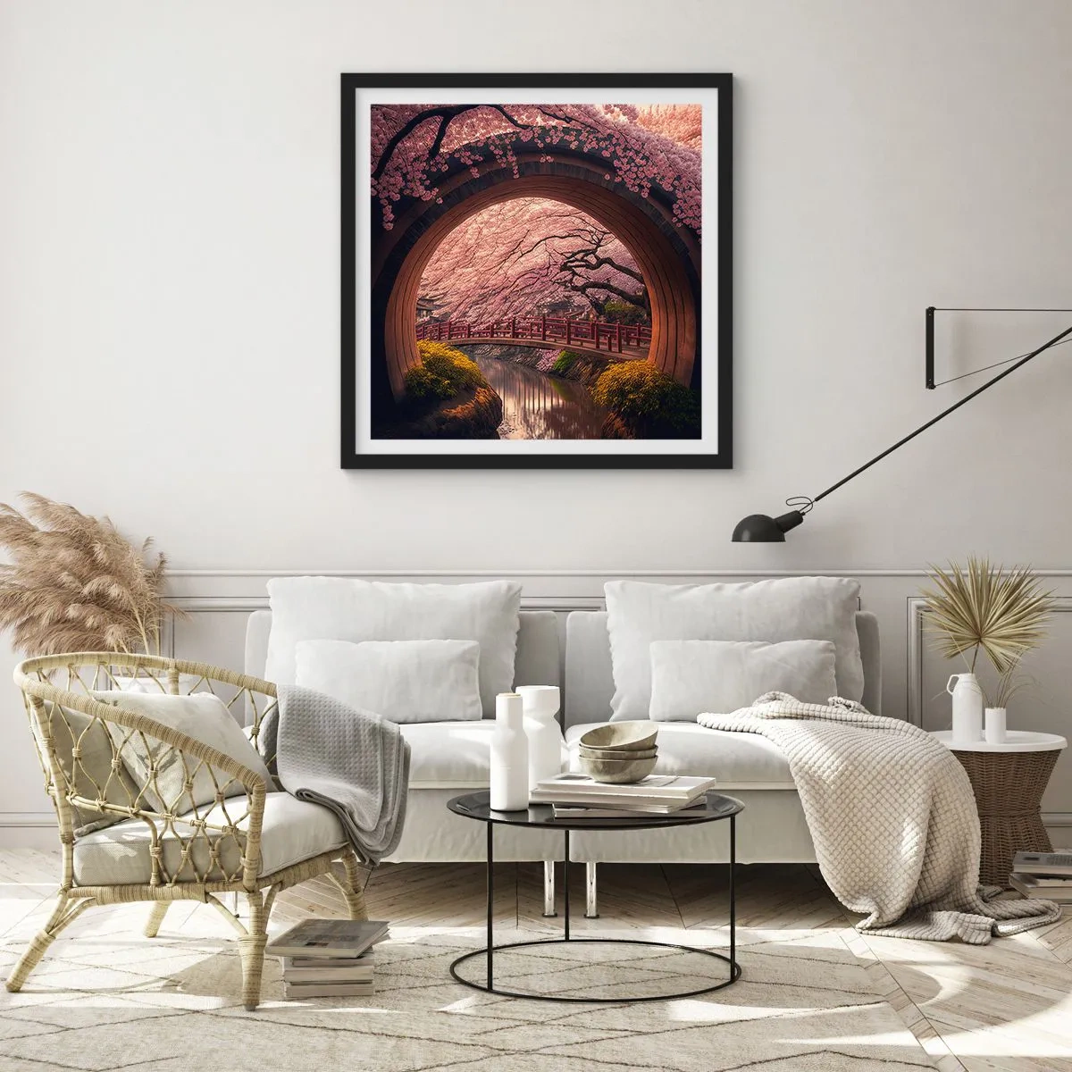 Affiche dans un cadre noir - Poster - Printemps japonais - 30x30 cm