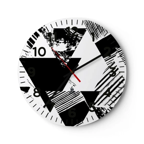 Horloge murale - Pendule murale - Pluie de triangles - 30x30 cm