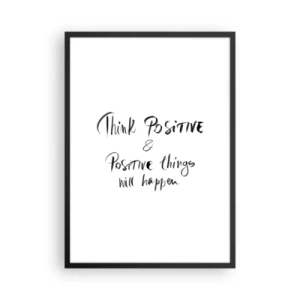 Affiche dans un cadre noir - Poster - Inscription de motivation en noir et blanc - 50x70cm - Comment vivre? - Décoration murale moderne pour le salon et la chambre ARTTOR