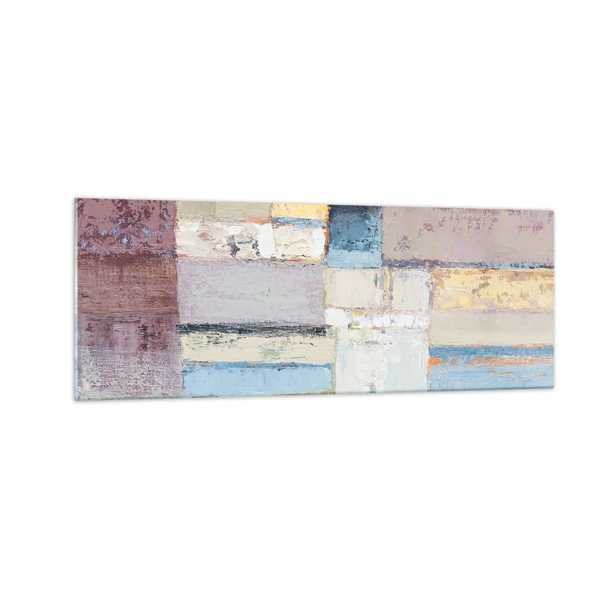 Impression sur verre - Image sur verre - Composition géométrique aux couleurs pastel - 140x50cm - Le calme de la géométrie - Décoration murale moderne pour le salon et la chambre ARTTOR