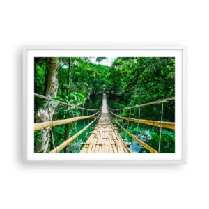 Affiche dans un cadre blanc - Poster - Pont de singe en pleine nature - 70x50 cm