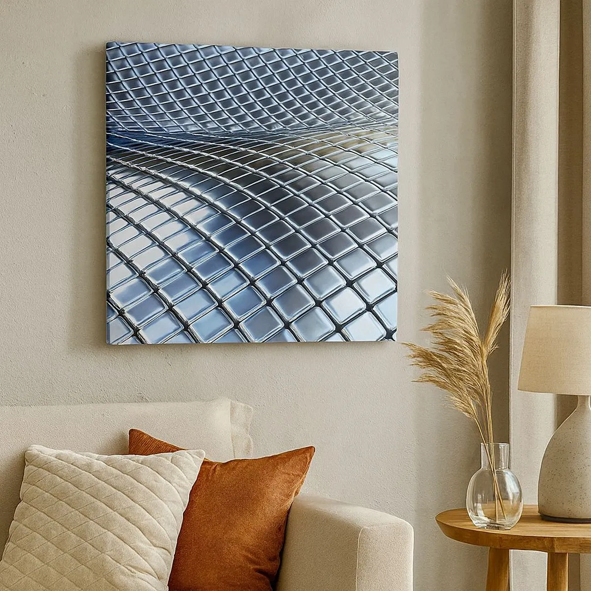 Impression sur toile - Image sur toile - Vague argent métallique - 30x30 cm