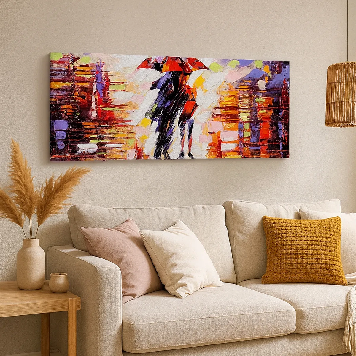 Impression sur toile - Image sur toile - Ensemble à travers la nuit et la pluie - 30x30 cm