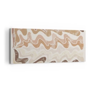 Impression sur toile - Image sur toile - Lignes abstraites ondulées dans des tons beiges - 120x50cm - Bonne énergie – bonnes émotions - Décoration murale moderne pour le salon et la chambre ARTTOR