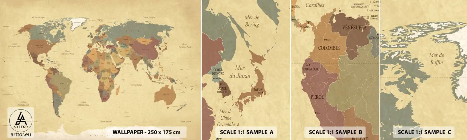 Échantillon De Papier Peint Standard Eco - Pour vous - le monde entier - Carte du monde, Continents, Voyages - 100x30 cm