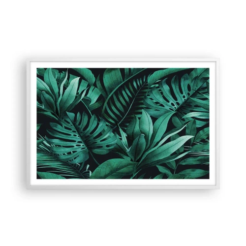 Affiche dans un cadre blanc - Poster - Profondeur du vert tropical - 91x61 cm