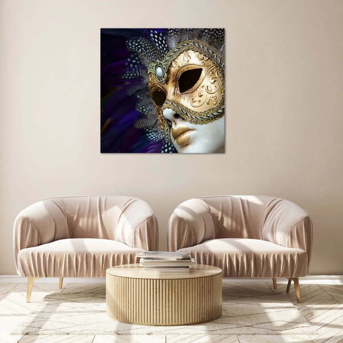 Impression sur verre - Image sur verre - Portrait vénitien en or - 40x40 cm