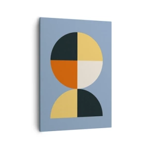 Impression sur toile - Image sur toile - Cercles géométriques sur fond bleu - 50x70cm - Regarde et compte - Décoration murale moderne pour le salon et la chambre ARTTOR